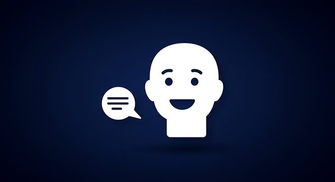Person Speaking Icon with Speech Bubble on Dark Background