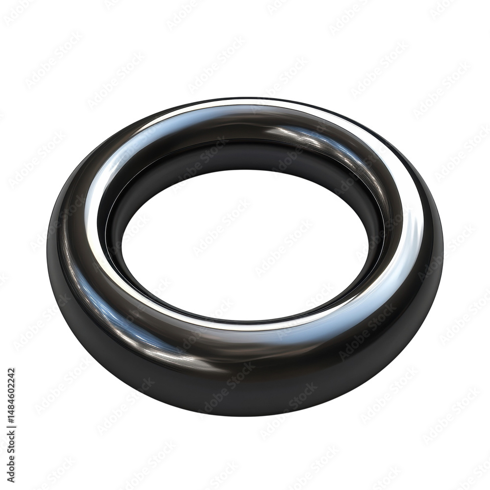 Poster a gleaming silver torus a symbol of infinite possibility and wholeness on transparent background