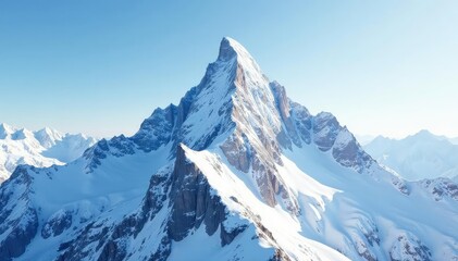 Fototapeta premium Snow-covered mountain peak, pristine white snow, alpine, cold, scenic