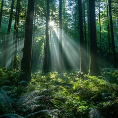 Obraz premium morning sunlight in the forest