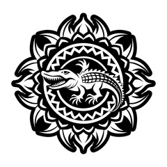 A glyph style icon showing crocodile