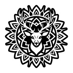A glyph style icon showing deer artwork