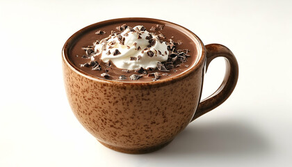 Delicious hot chocolate with whipped cream and chocolate shavings