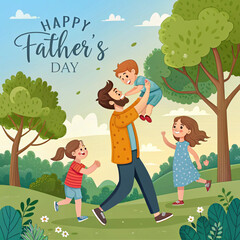 Happy Father's day, enjoy with family, father enjoy with son and daughter 