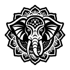 A glyph style icon of elephant tattoo