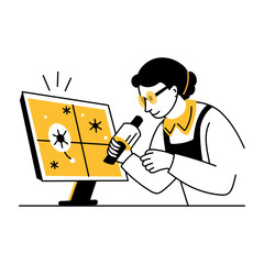 A hand drawn illustration of ballistics expert 
