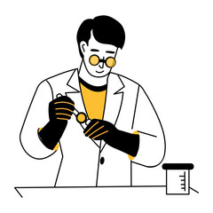 A hand drawn illustration of forensic Scientist 
