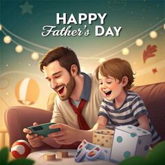 Happy Father's day, enjoy with family, father enjoy with son and daughter 