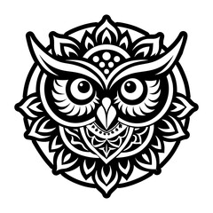 A glyph style icon of owl wisdom spirit