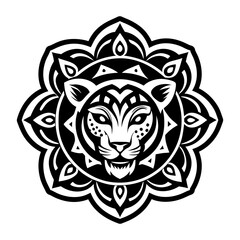 Solid icon depicting lion mandala symbol