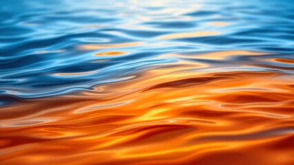 Serene Water Surface with Orange-Blue Reflection
