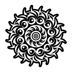 Solid style icon depicting spiral mandala