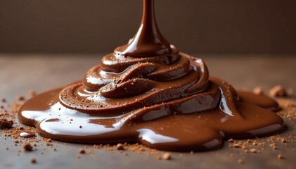 Pile of melting chocolate forming a funny shape, blob, melting, texture