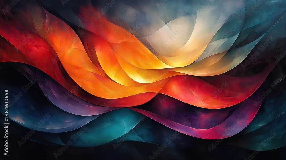 Wall mural an abstract composition of swirling colors and geometric shapes, creating a sense of dynamic movemen