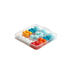 Colorful Pills in a Weekly Pill Organizer