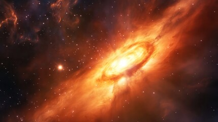 Fototapeta premium Spectacular Cosmic Beauty: A Majestic View of a Spinning Galaxy in Deep Space