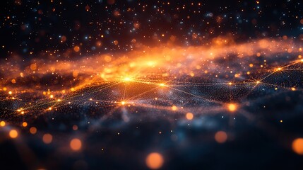 An abstract representation of the interconnectedness of all things, visualized as a web of glowing lines and nodes