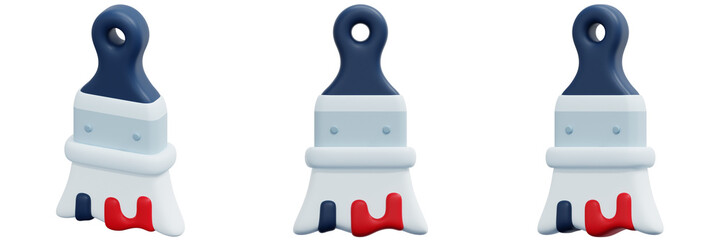 Set of Small Paintbrushes Digital Illustration 3d Render Icon Illustration