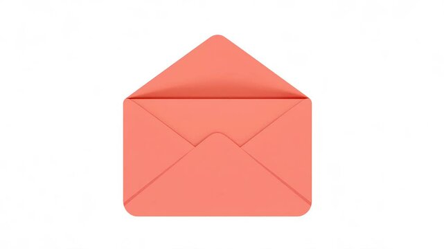 Coral envelope design with open flap and heart  animated icon  