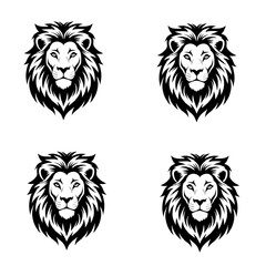 lion head vector Outline Lion Leo Head Face Hair Silhouette logo