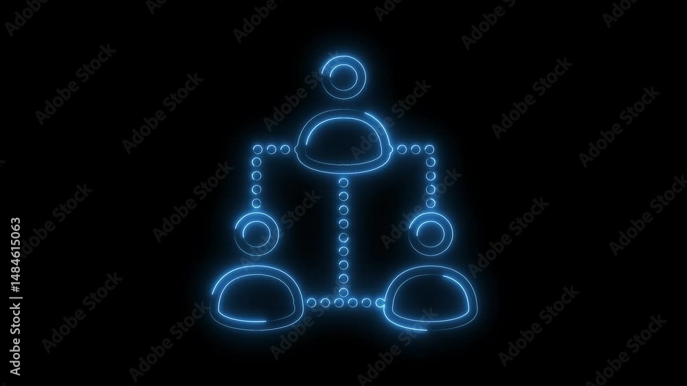 Aufkleber glowing neon people network structure on black background representing connection and collaboration