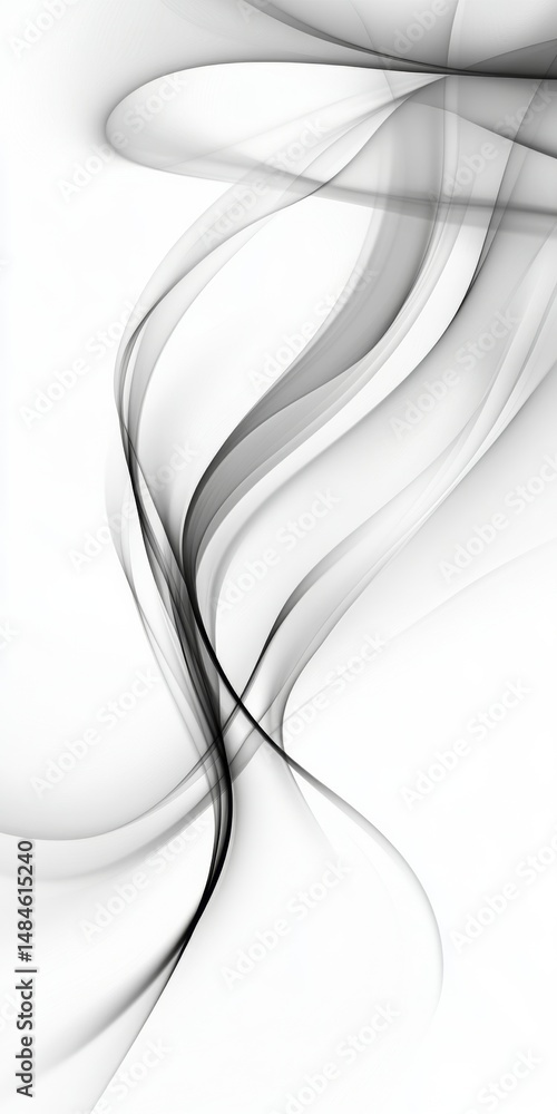 Poster gentle monochrome swirls dynamic abstract forms in subtle gradients on a soft, elegant background.