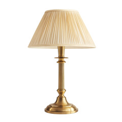 Fototapeta premium Elegant Antique Brass Table Lamp with Pleated Shade Perfect for Classic Interiors