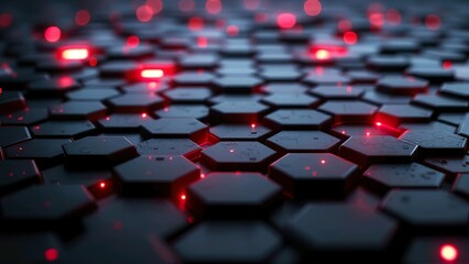Fototapeta premium Shiny Red Hexagon Tiles with Light Reflection