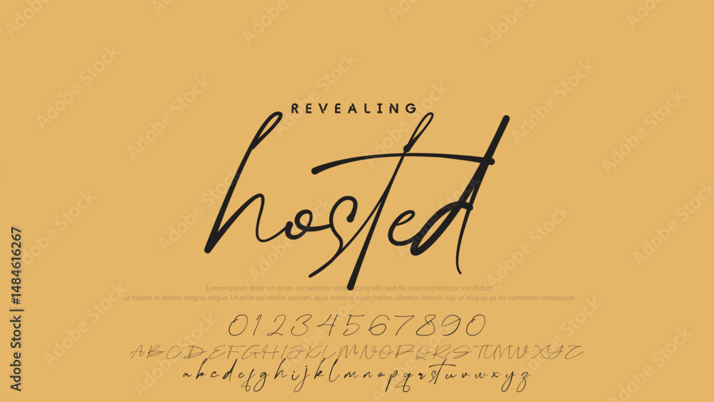 Poster hand drawn vector alphabet. modern monoline signature script font. elegant signature font. best alph