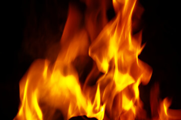 Fire flames on black background.