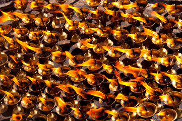 Traditional diya lamps lit during Diwali celebration