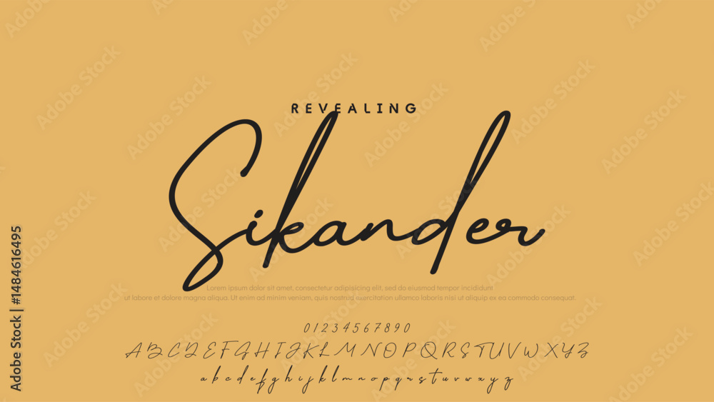 Aufkleber hand drawn vector alphabet. modern monoline signature script font. elegant signature font. best alph