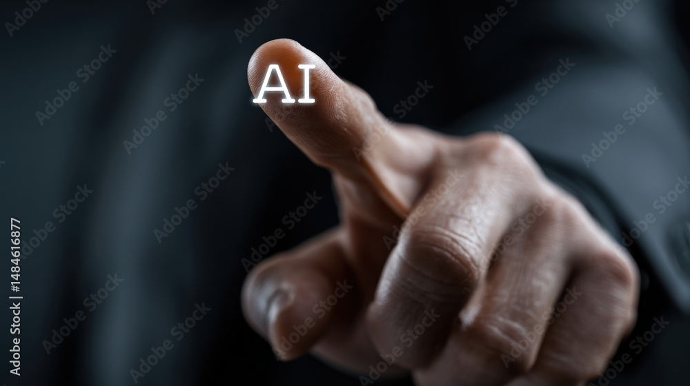 Poster ai technology touch: a finger delicately touches the 