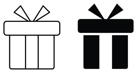 Gift Box Icon – Minimalist Present with Ribbon and Sparkles