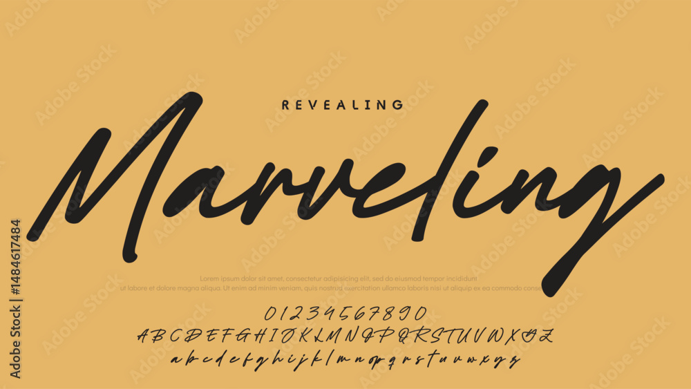 Poster hand drawn vector alphabet. modern monoline signature script font. elegant signature font. best alph