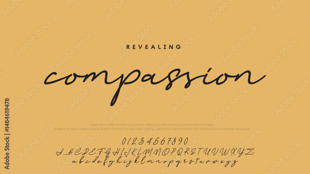 Poster signature script lettering font.