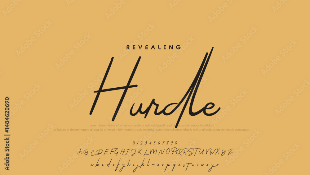 Poster signature script lettering font.