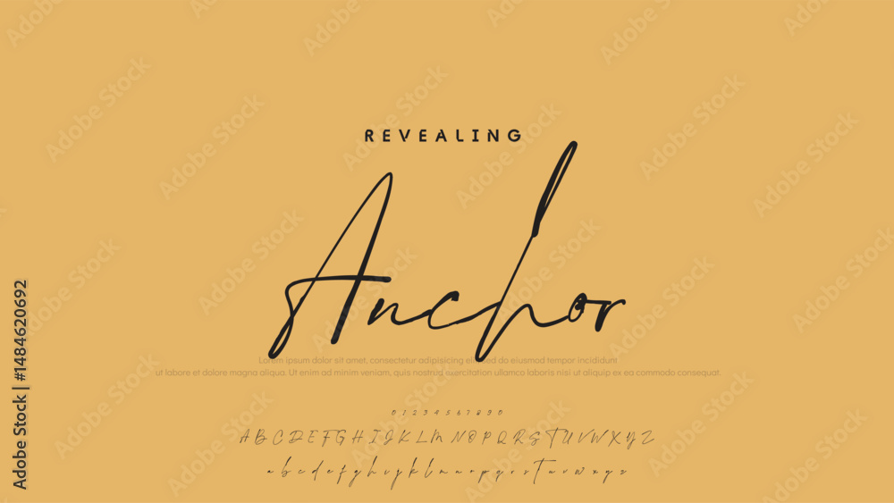 Poster signature script lettering font.