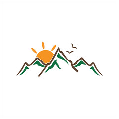 Mountain silhouette. Mountains icon vector.  Rocky mountains icon or logo.
