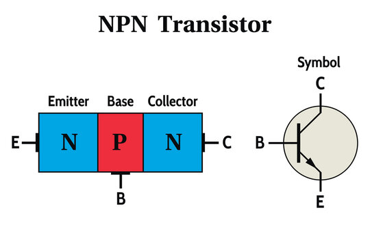 NPN Transistor on the white background. Education. Science. School. Vector illustration.