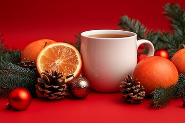 Festive beverage with ornaments and fruits
