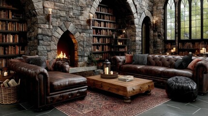 Cozy library interior