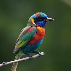 Obraz premium Pájaro colorido posado en una rama gris en un entorno natural