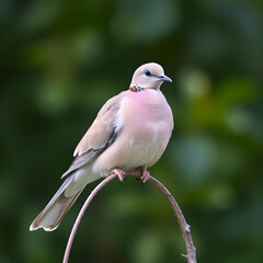 Paloma posada graciosamente en una rama curva