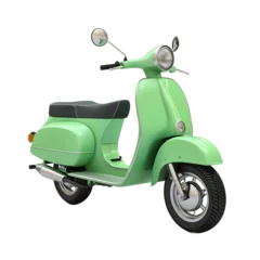 Fotobehang A vibrant lime green vintage scooter, perfect for stock photography. © Farhan