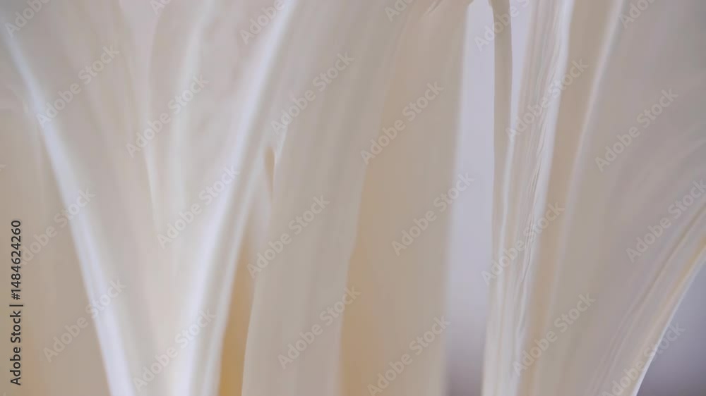 Poster abstract close-up of flowing, translucent liquid creating smooth, layered patterns and creamy, organ