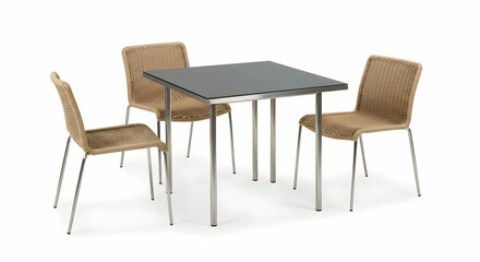 Modern table and chairs isolated on white