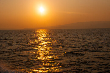 Obraz premium Sunset Water on ocean , Water abstract background.