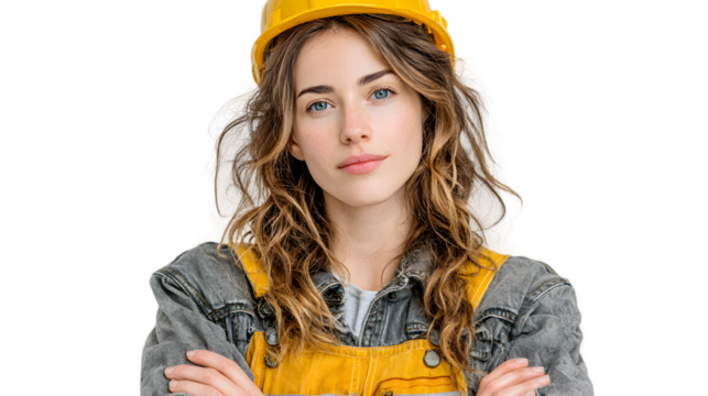 Confident Female Construction Worker in Hard Hat