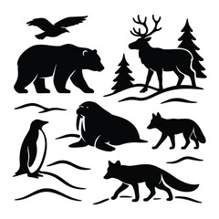 set of silhouettes of wild animals